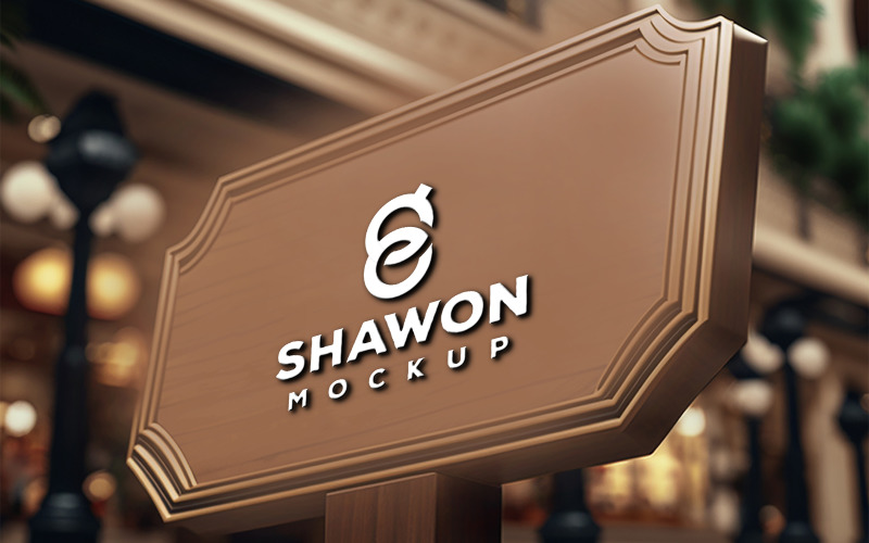 Wooden Billboard Logo Mockup Product Mockup