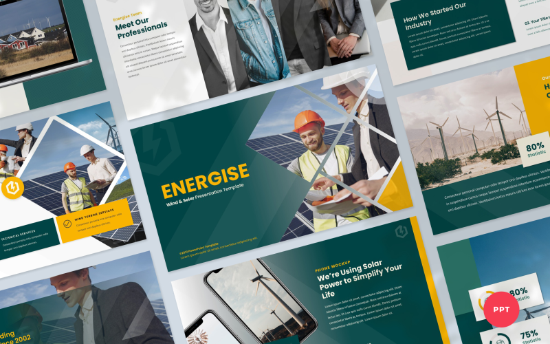 Energise - Wind and Solar Energy Presentation Template PowerPoint Template