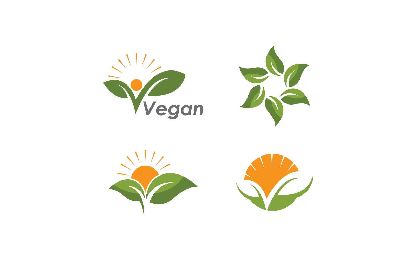 Set of Green leaf logo and symbol design