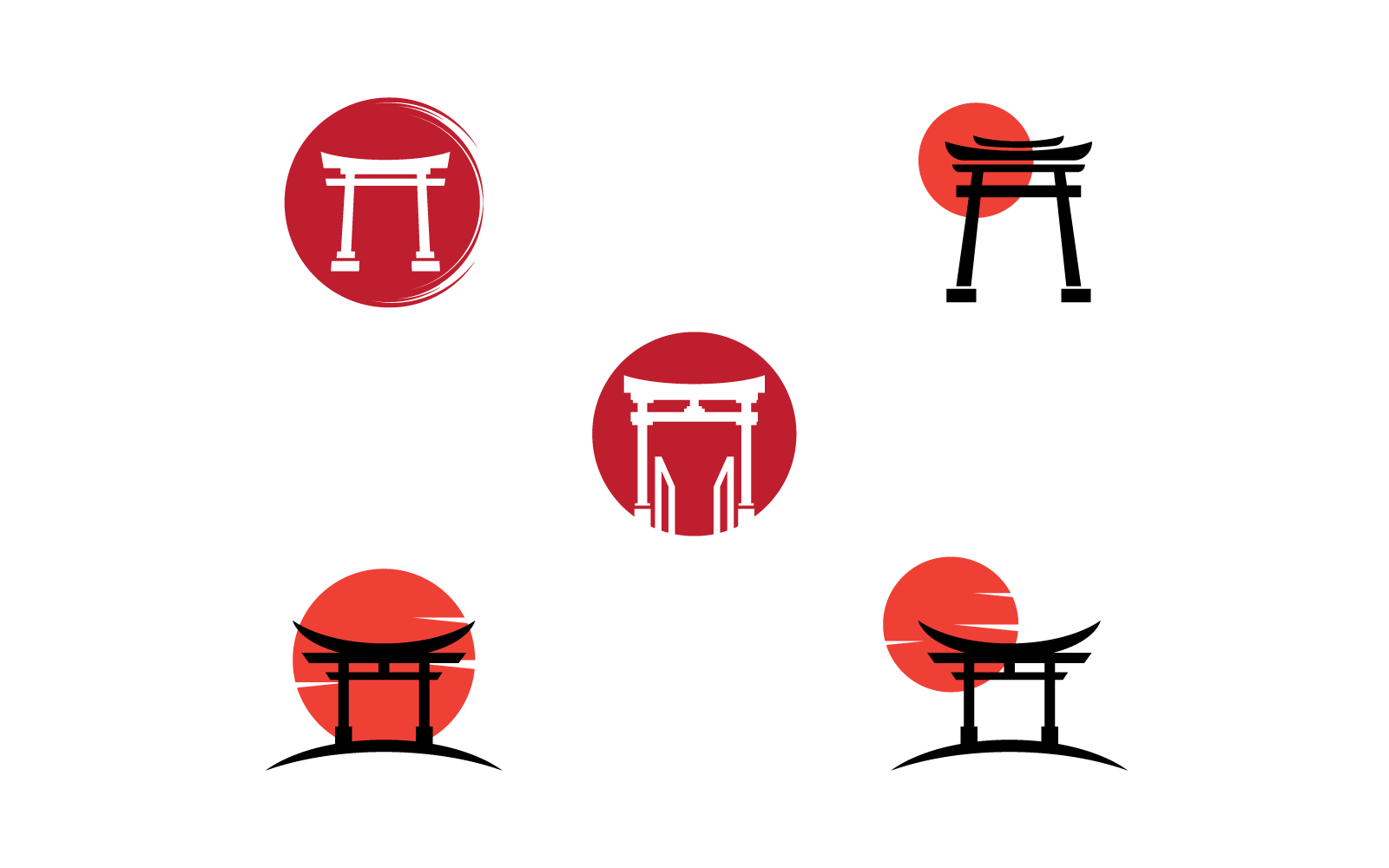Set of Torii gate logo icon vector design