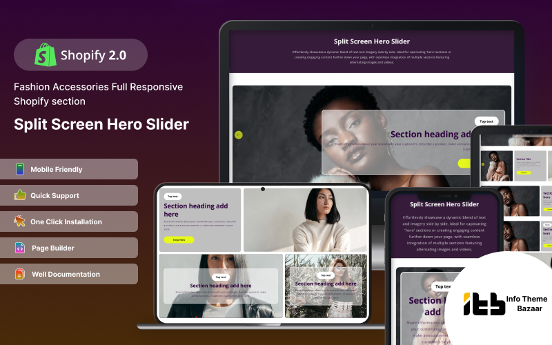 Split-hero - Slideshow Responsive Shopify 2.0 Theme Shopify Section