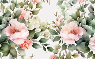 Watercolor flowers wreath Background 377