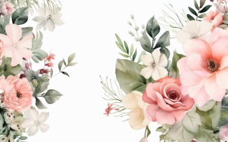 Watercolor flowers wreath Background 380