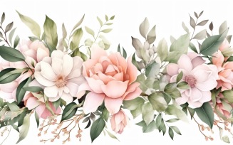 Watercolor flowers wreath Background 384