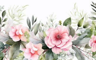 Watercolor flowers wreath Background 388