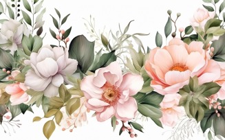 Watercolor flowers wreath Background 392