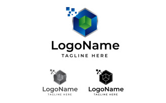 3D Cube Box Logo, Data, Tech Network, Telecom, IT, Logo Design