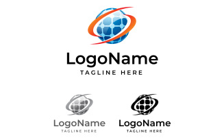 Globe 3d Logo, Wave, Swooch, Going Around Globe, Network, Communication, Logistic, Travel,
