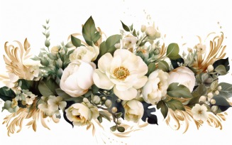 Watercolor floral wreath Background 437