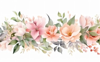 Watercolor flowers wreath Background 404