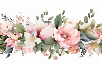 Watercolor flowers wreath Background 412