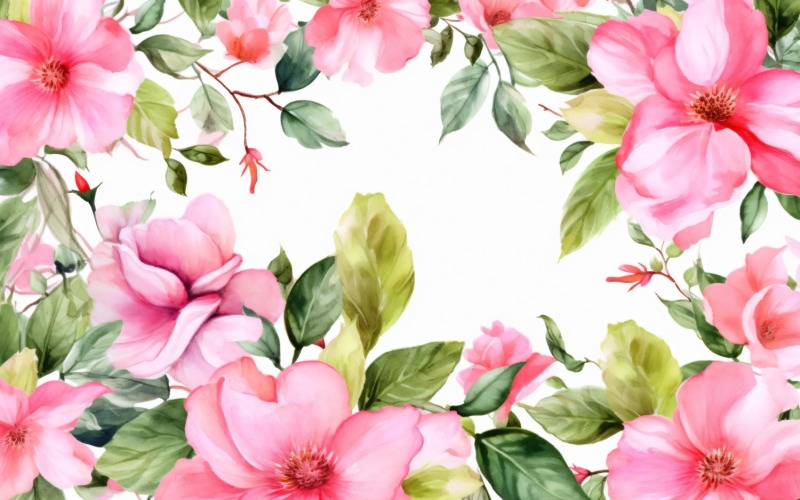 Watercolor flowers wreath Background 422
