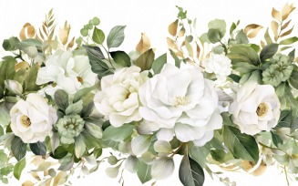 Watercolor flowers wreath Background 438