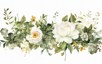Watercolor flowers wreath Background 442