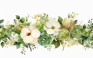Watercolor flowers wreath Background 445