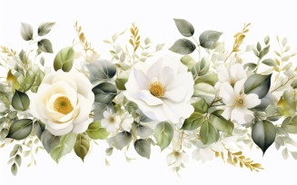 Watercolor flowers wreath Background 449
