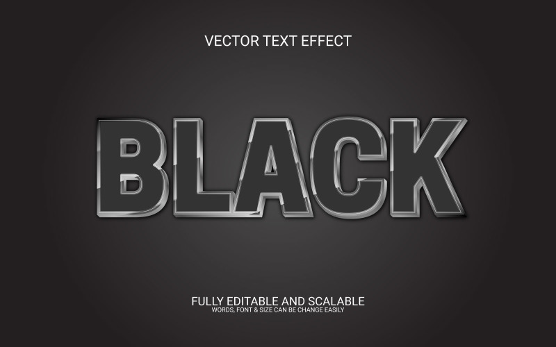 Black Fully Editable Vector Eps Text Effect Design Illustration