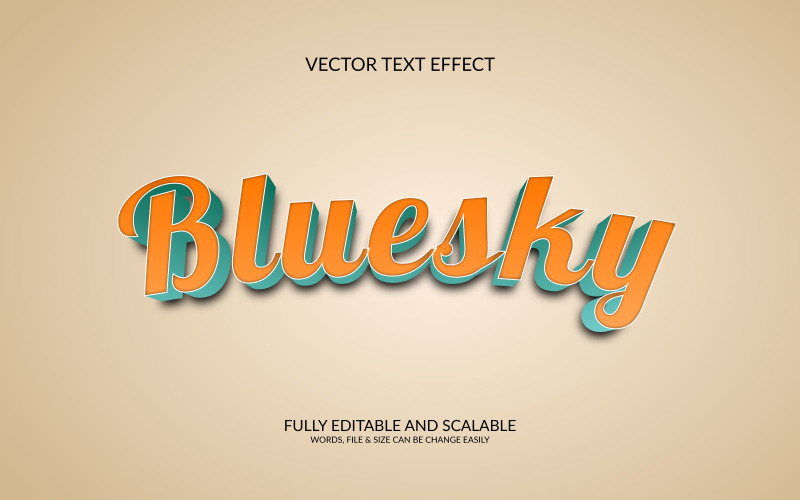 Blue Sky Editable Vector Eps Text Effect Design Illustration