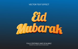 Eid mubarak 3d editable vector text effect design template