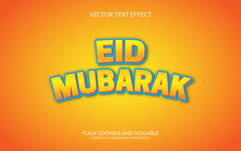 Eid mubarak 3d editable vector text effect design Illustration