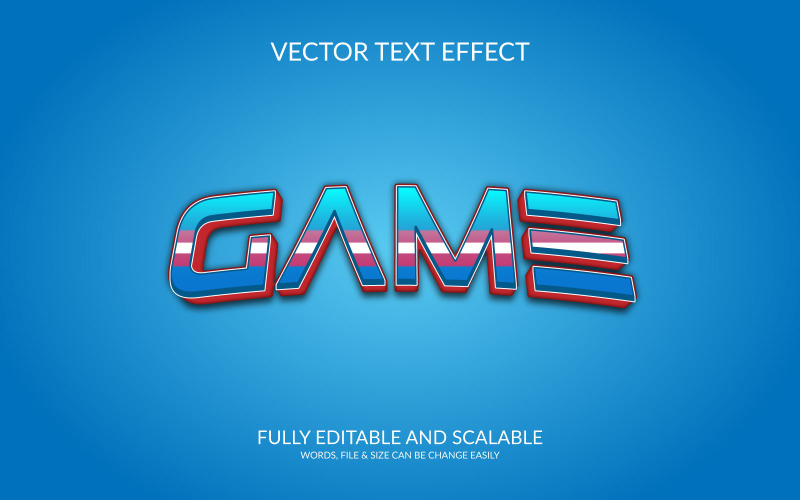 Game 3D Text Effect Template design Illustration