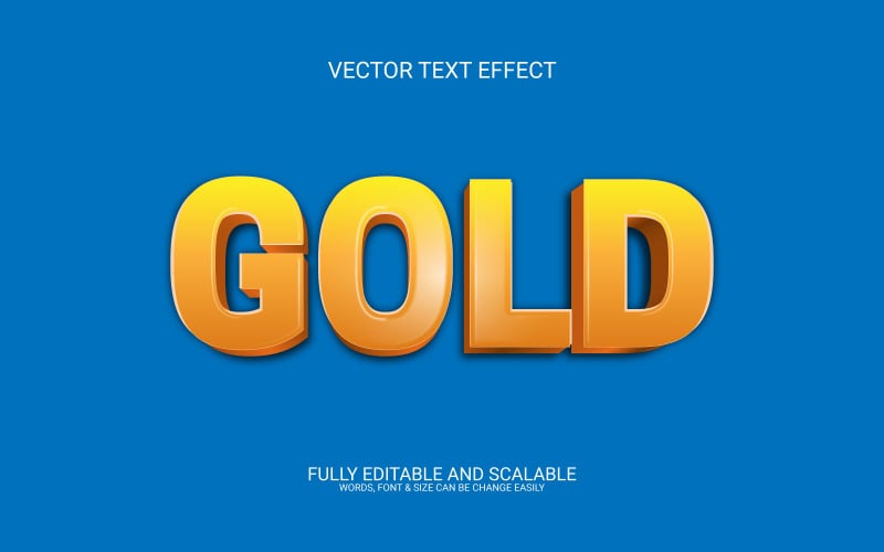 Gold 3D Editable Vector Eps Text Effect Template Illustration