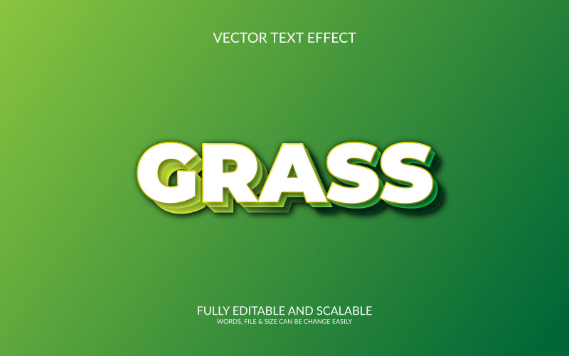 Green grass 3D Editable Vector Eps Text Effect Template Design Illustration