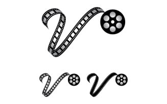 Letter V Made from Film Strip, Logo For Media Photography Videography Youtube Channel Production