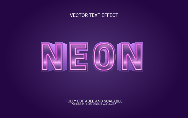 Neon 3D Editable Vector Eps Text Effect Template Design Illustration