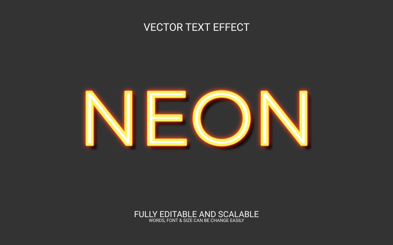 Neon 3D Editable Vector Eps Text Effect Template Illustration