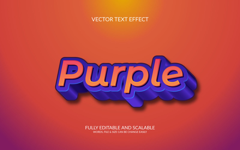 Purple 3D Editable Vector Eps Text Effect Design Illustration
