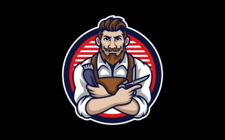 Barbershop Logo Mascot Design Vector illustration Artwork