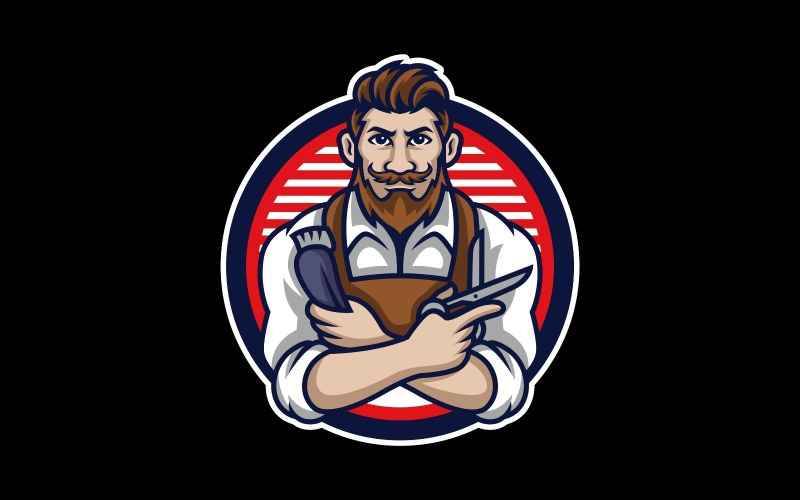 Barbershop Logo Mascot Design Vector illustration Artwork Logo Template