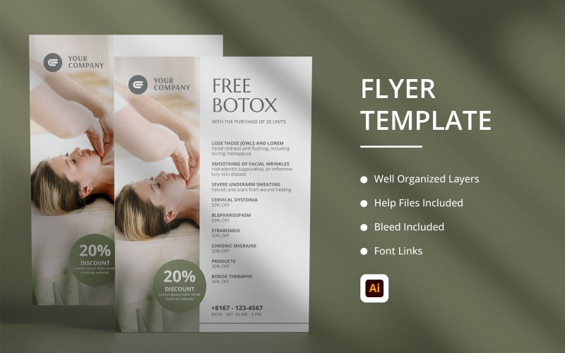 Botox Dermal Filler Beauty Flyer - Illustrator template Corporate Identity