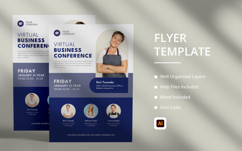 Business Conference Flyer Template - Illustrator template Corporate Identity