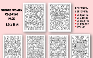 Strong Women Quotes Coloring Book Pages