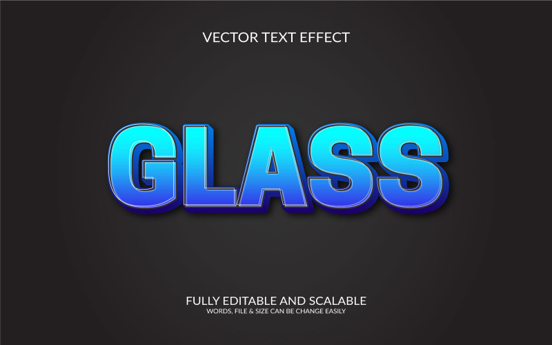Glass 3D Editable Vector Eps Text Effect Design Illustration