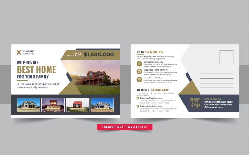 Real Estate Postcard or Home sale eddm postcard design template layout Corporate Identity
