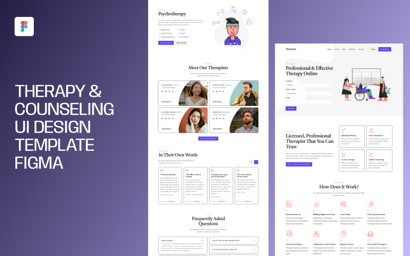 Therapy & Counseling UI Design Template Figma UI Element