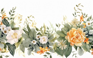 Watercolor flowers wreath Background 471