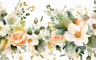 Watercolor flowers wreath Background 475