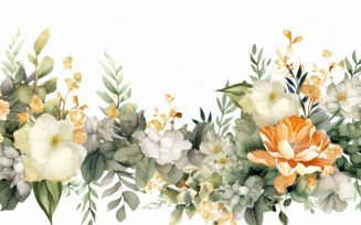 Watercolor flowers wreath Background 485