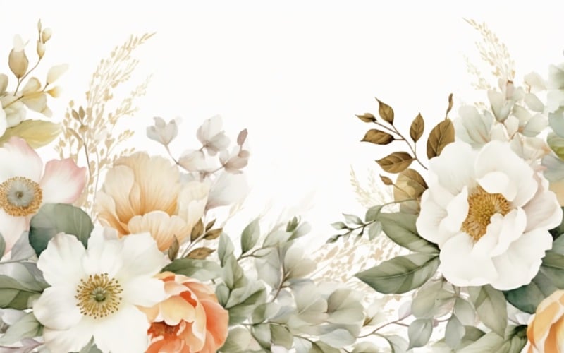 Watercolor flowers wreath Background 507