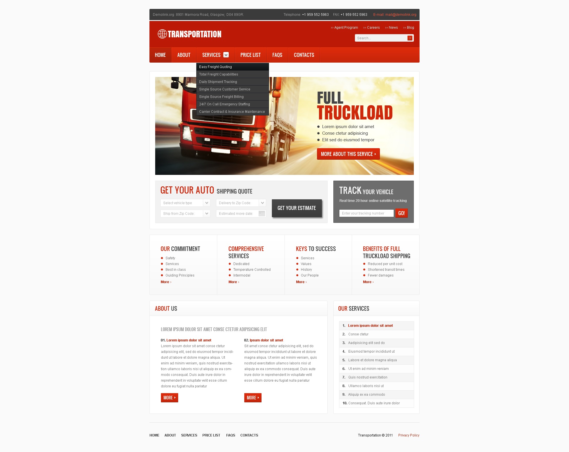 Trucking Website Template #36403