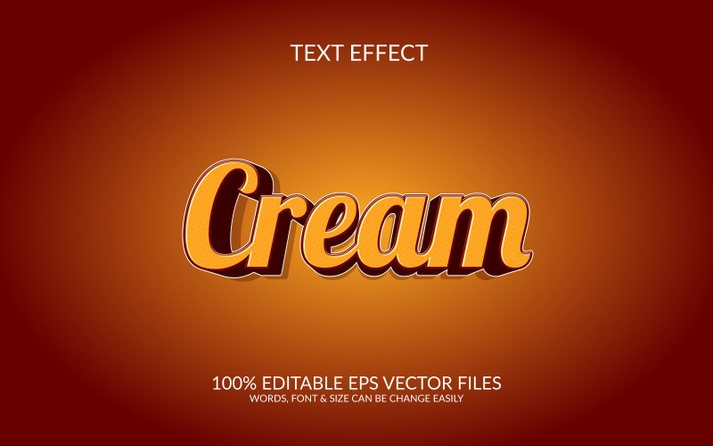 Cream 3D Editable Vector Eps Text Effect Template Illustration