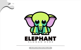 Cute elephant simple logo design