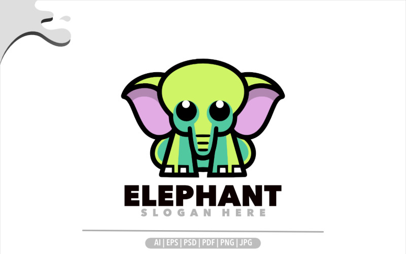 Cute elephant simple logo design Logo Template