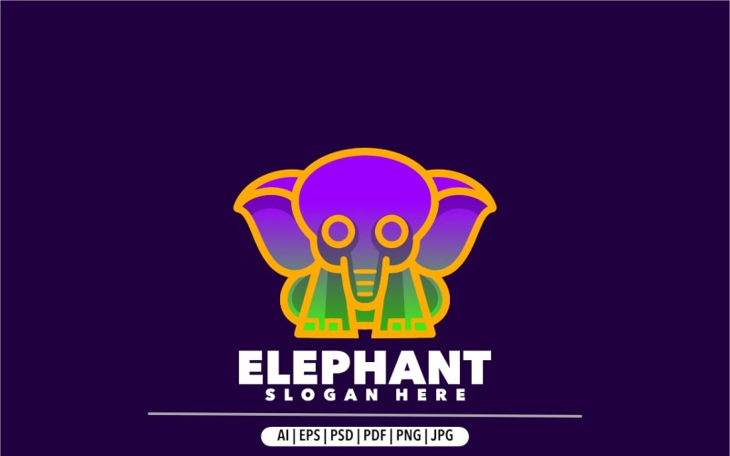 Elephant line colorful gradient design logo modern Logo Template