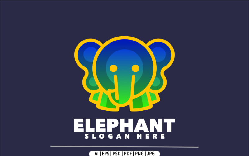 Elephant line gradient logo design Logo Template