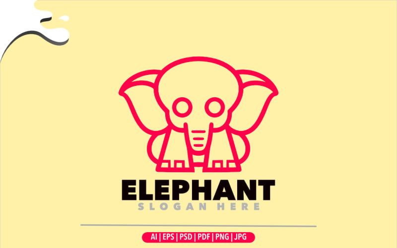 Elephant line simple logo design Logo Template